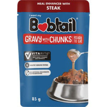 Bobtail Dog Food Gravy Chunks Steak 1 x 85Gr