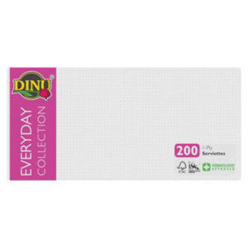 Dinu Paper Serviettes 1 Ply White Jmbo Pk 1 x 200`s